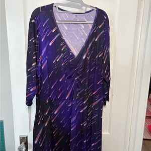"Party Crashers" Meteor Shower V-Neck A-Line Dress with Pockets - 28-30
